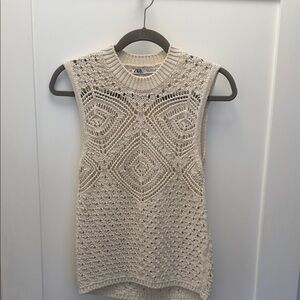 Zara Beige Sleeveless Crochet Top